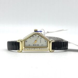 Vintage Collezio Women's Gold Tone Black Band Crystal Accents Quartz Watch